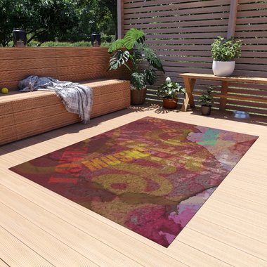Multicolor Grunge outdoor Rug, Distressed Graffiti Art