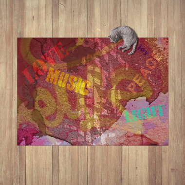 Multicolor Grunge Rug, Distressed Graffiti Art