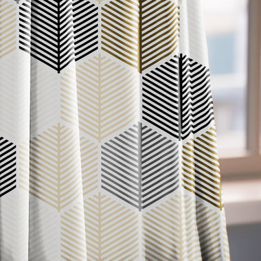 Neutral Japandi Window Curtains, Honeycomb Pattern Rod Pocket Panels