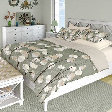 Lunaria plant queen polyester duvet cover set