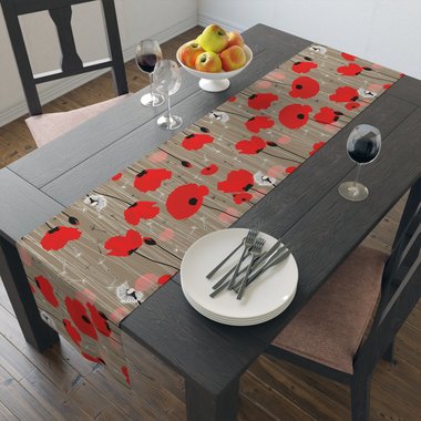 Red Poppies Table Runner