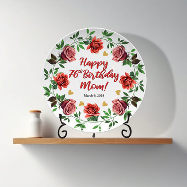 Personalized Birthday Gift Plate with Display Stand 