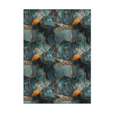 Teal and gold kintsugi rug